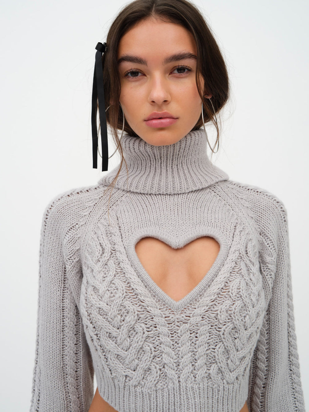 Women Vera Cropped Cut Out Sweater - Grey
