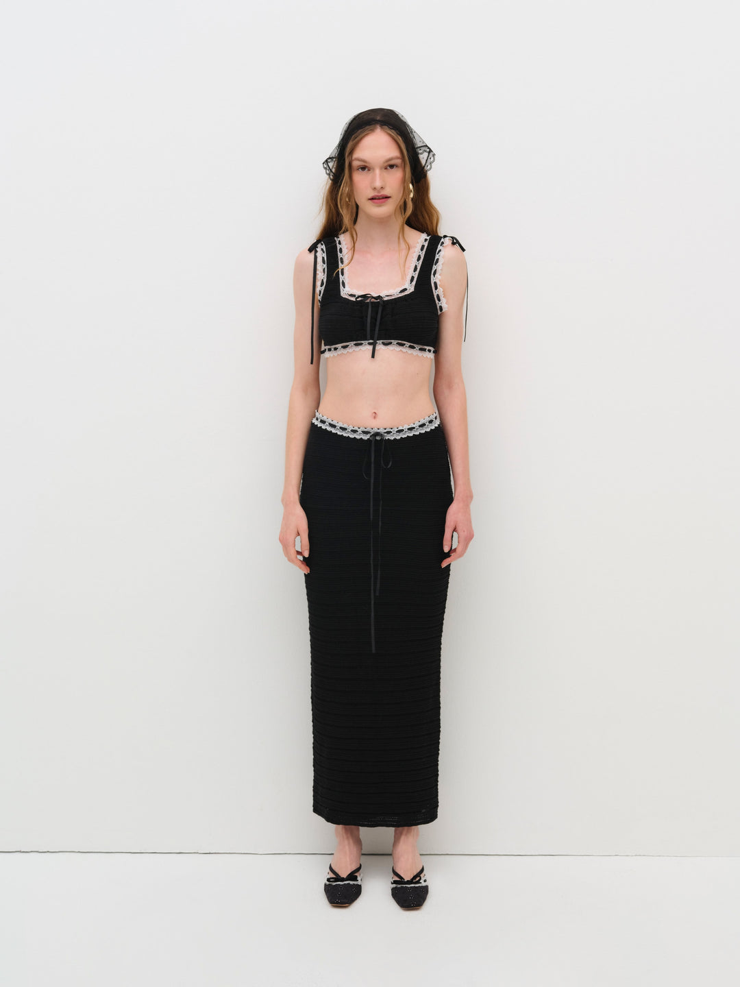 Women Mayfair Crochet Crop Top - Black