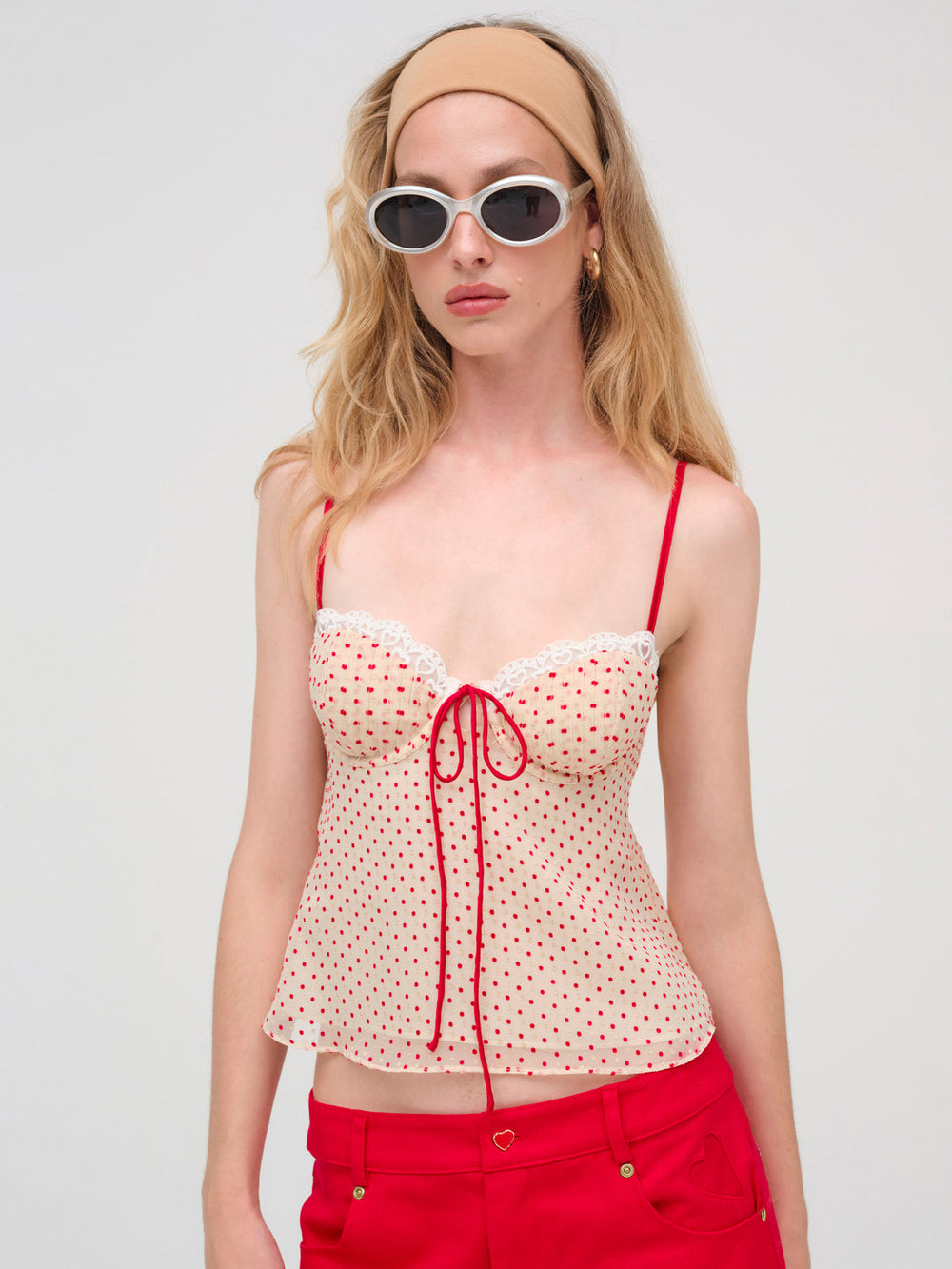 Women Love Dot Camisole Top - Cream