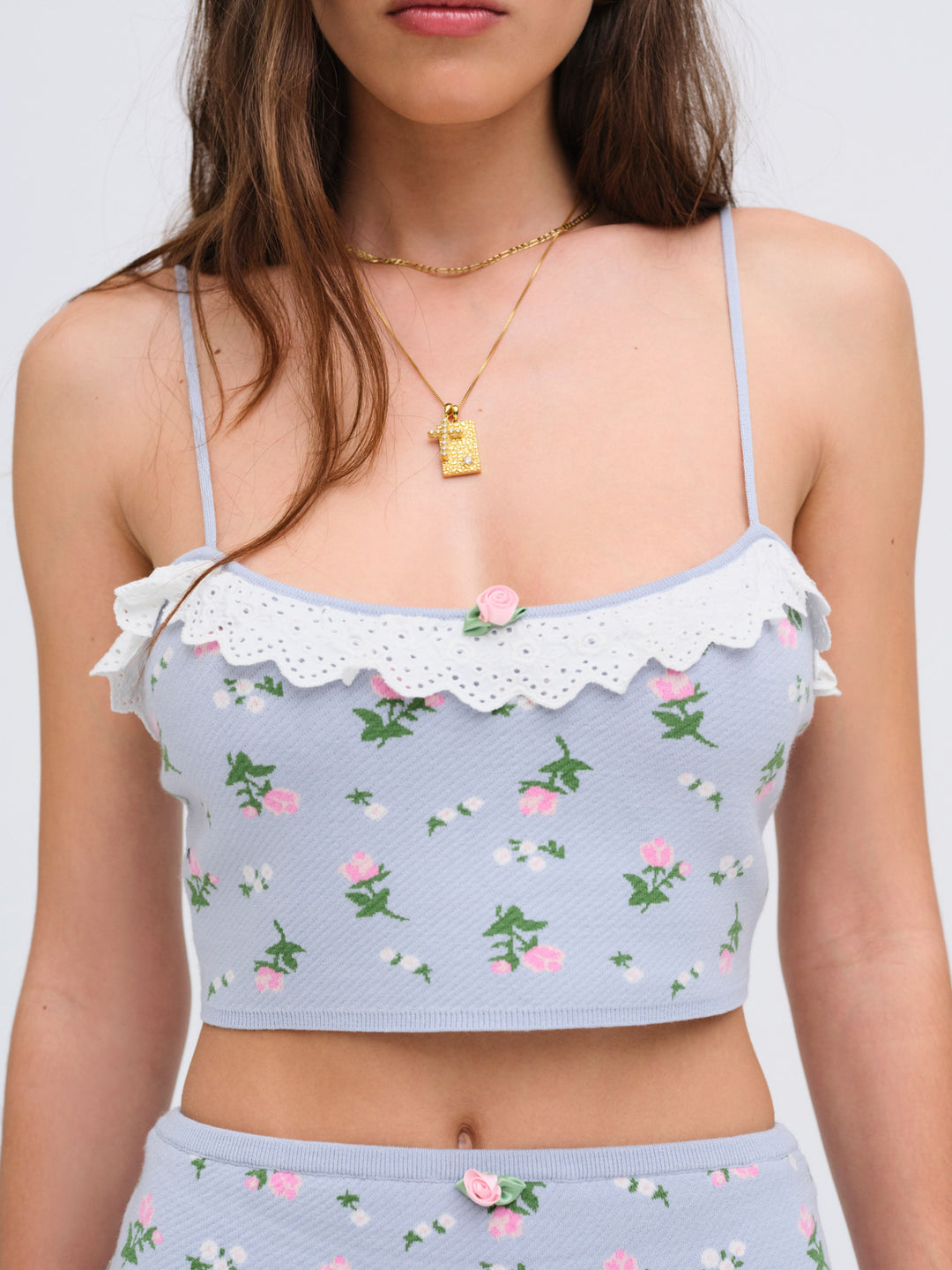 Women Amalia Knit Crop Top - Blue