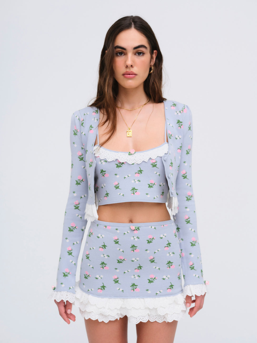 Women Amalia Knit Crop Top - Blue