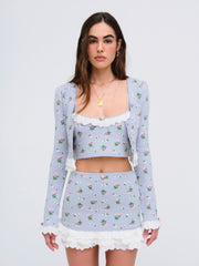 Women Amalia Knit Crop Top - Blue