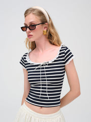 Women Suzette Stripe Top - Black