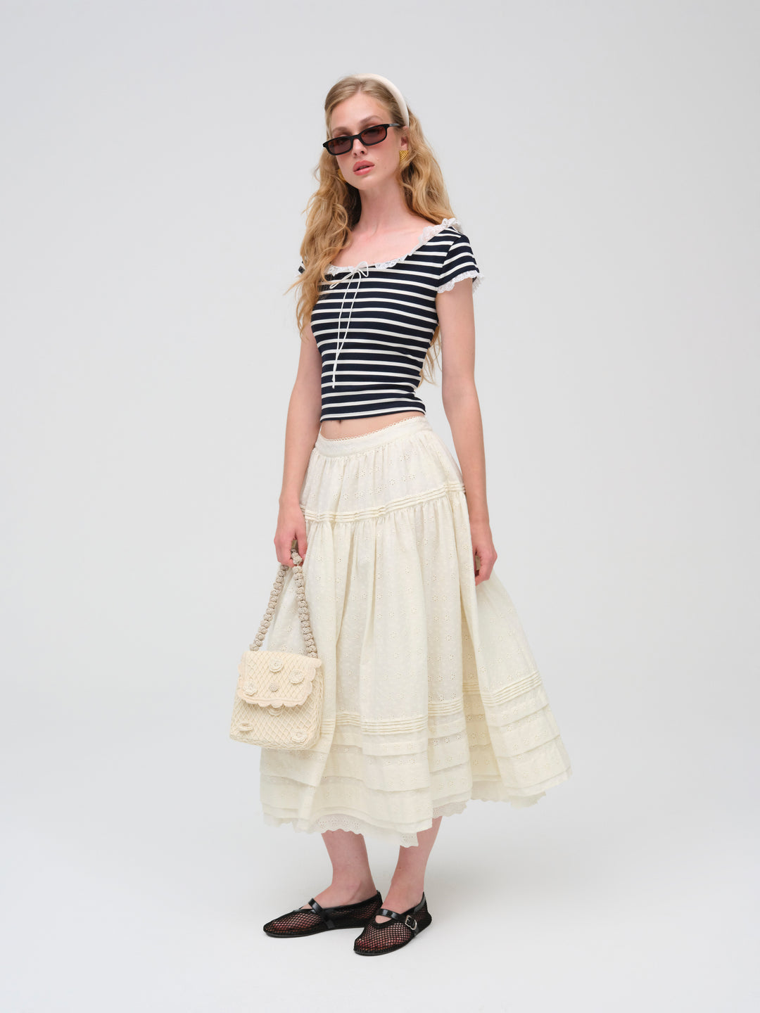 Women Suzette Stripe Top - Black