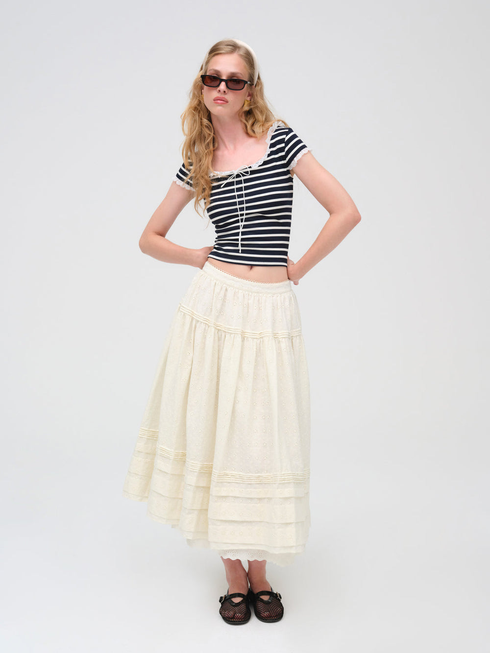 Women Suzette Stripe Top - Black