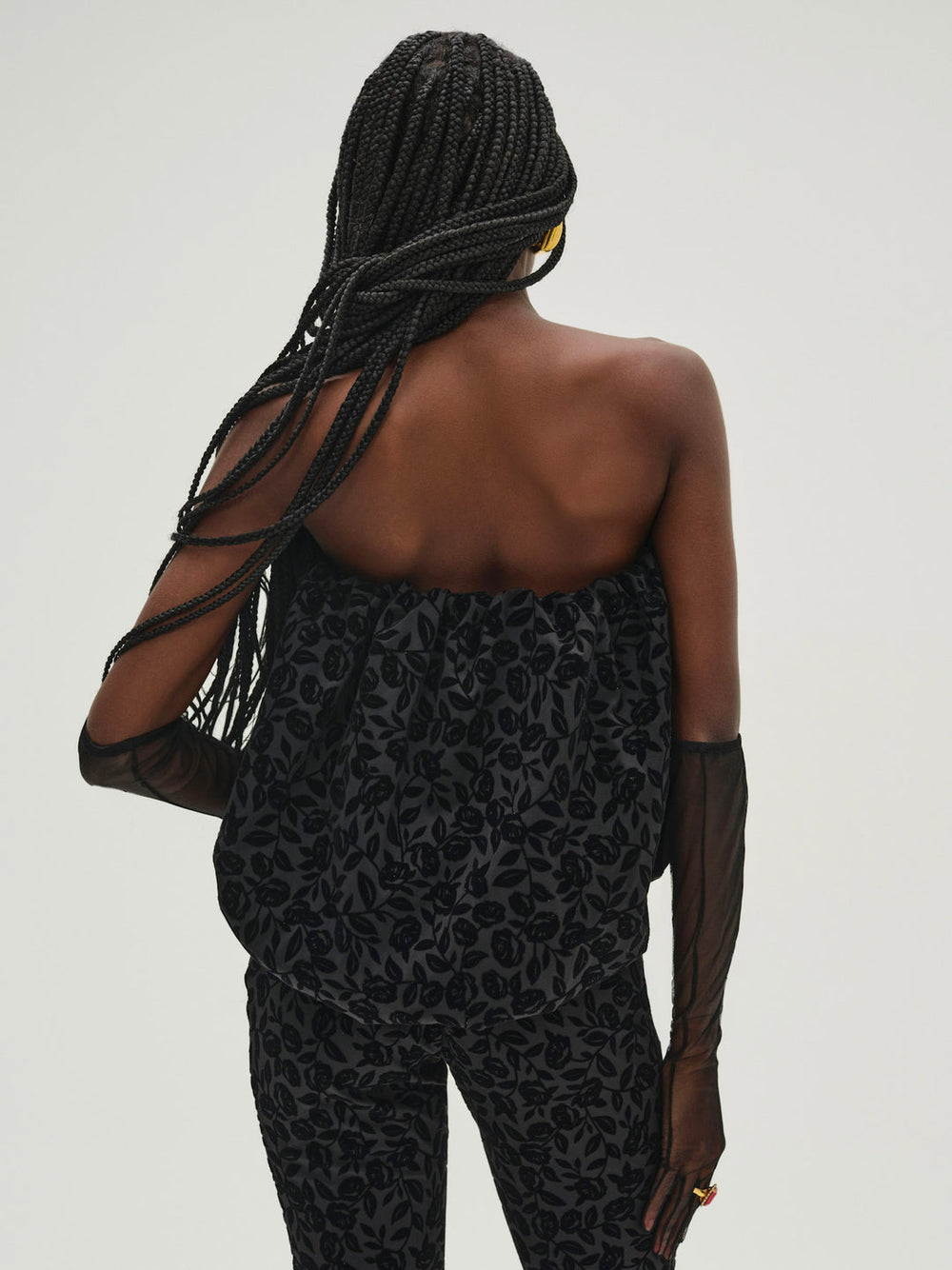 Women Midnight Velvet Bubble Top - Black