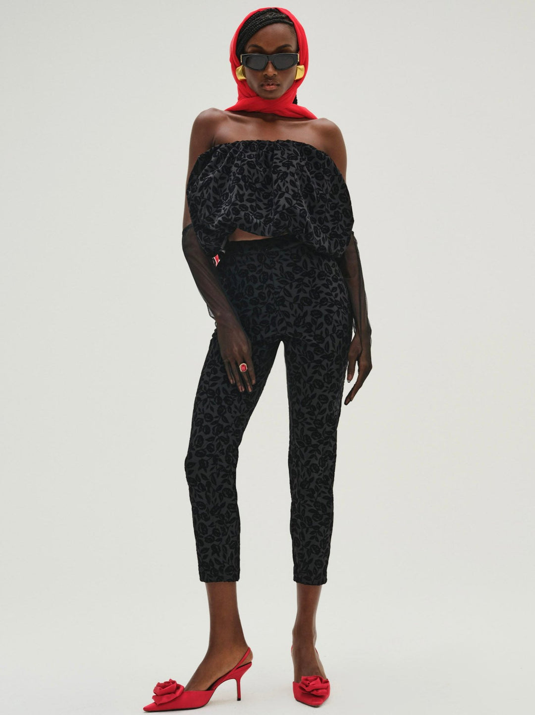 Women Midnight Velvet Bubble Top - Black