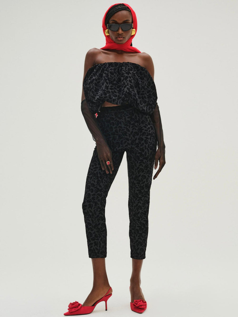 Women Midnight Velvet Bubble Top - Black