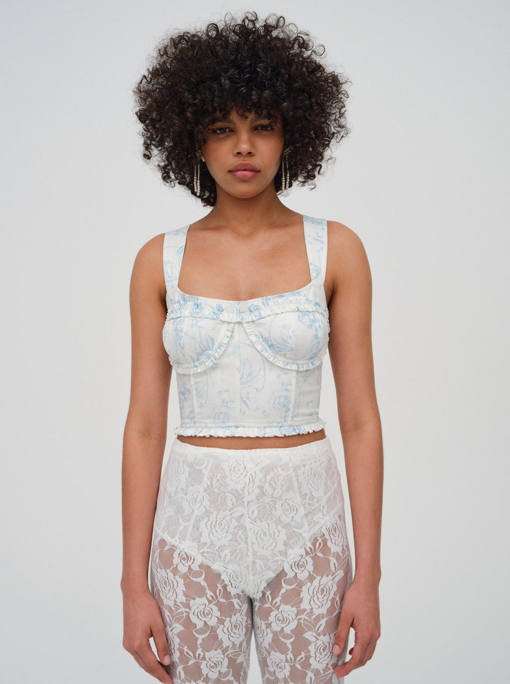Women Chantal Denim Corset Top - Blue