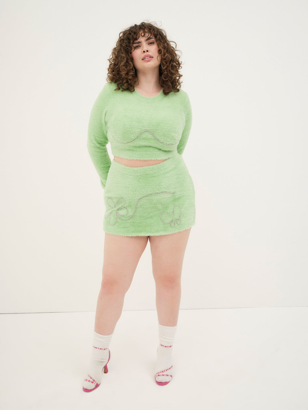 Women Reid Crop Sweater - Green