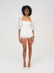 Women Daisy Eyelet Top - White