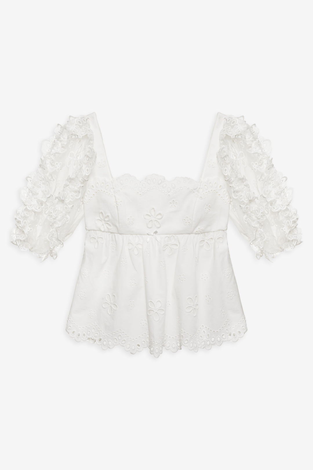 Women Daisy Eyelet Top - White