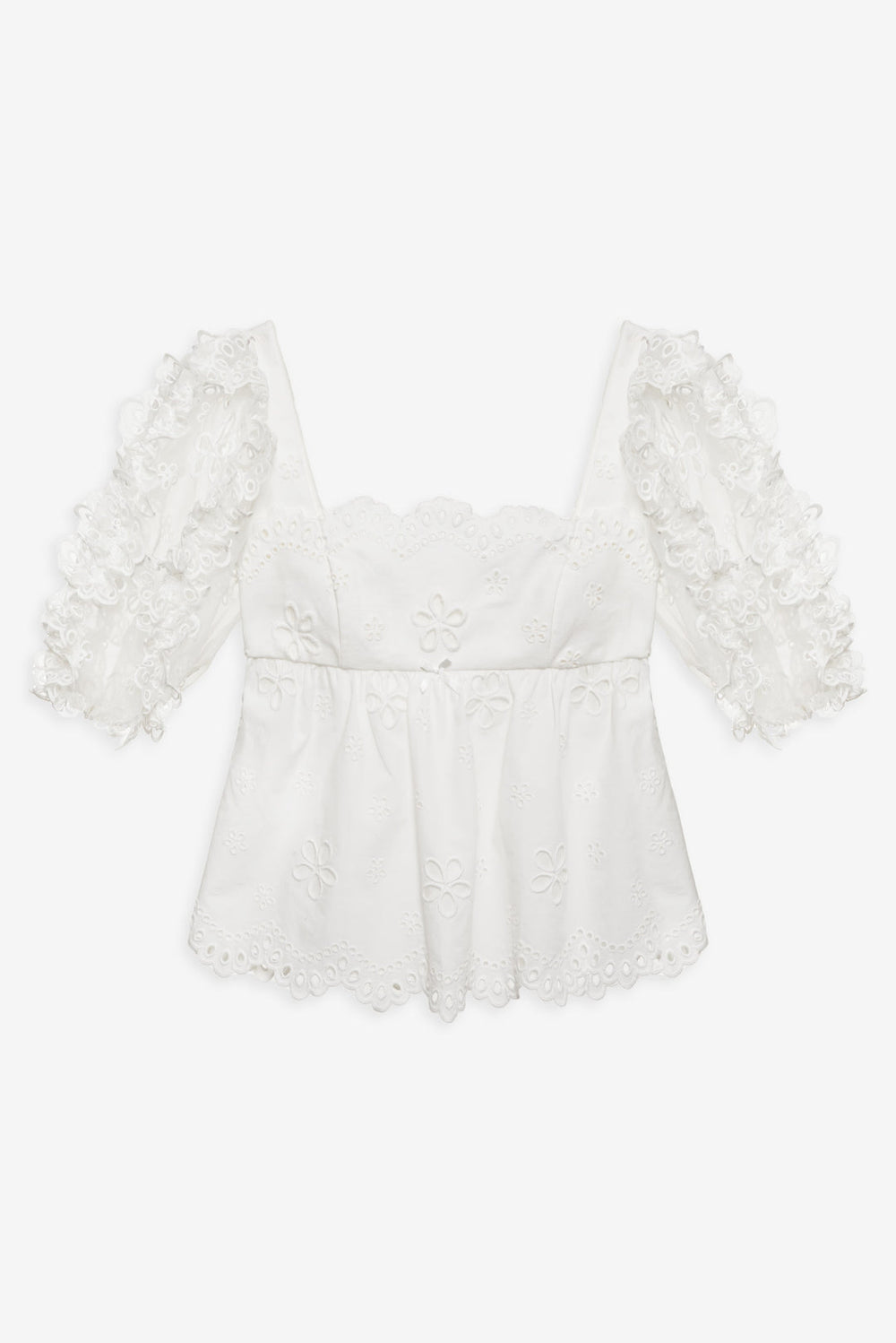 Women Daisy Eyelet Top - White