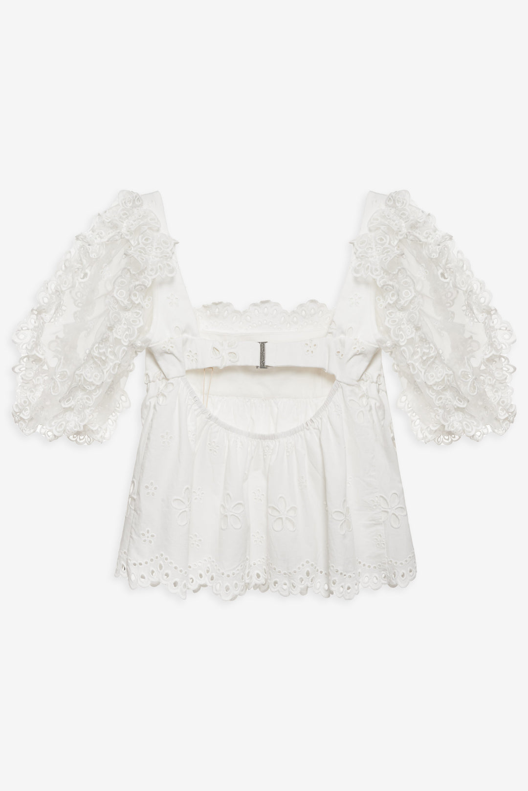 Women Daisy Eyelet Top - White