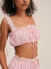 Women Ginny Gingham Crop Top - Pink