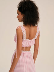 Women Ginny Gingham Crop Top - Pink