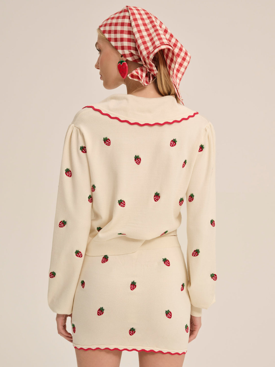 Women Strawberry Jam Cardigan - Cream