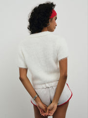 Women Fuzzy Knit  Top - White