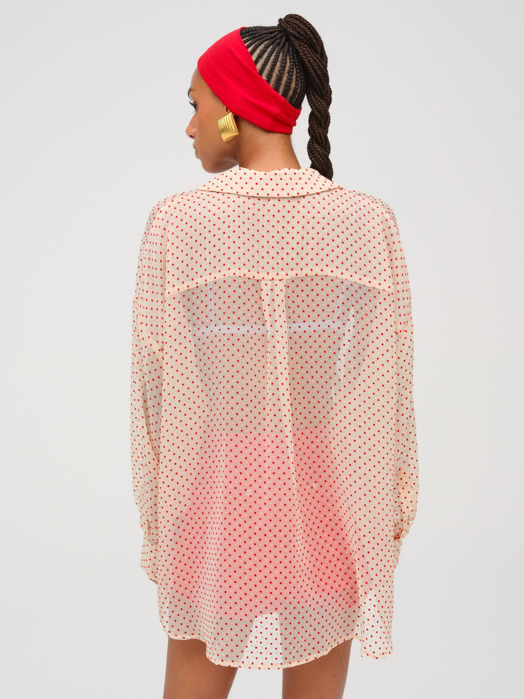 Women Love Dot Button-Up Top - Cream