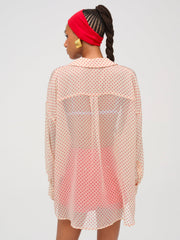 Women Love Dot Button-Up Top - Cream