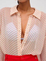 Women Love Dot Button-Up Top - Cream