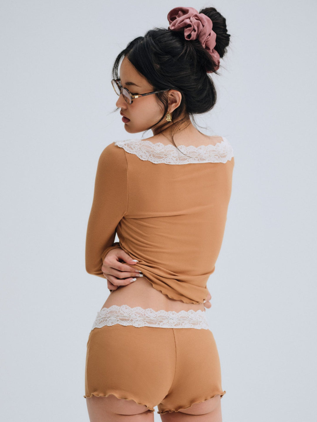 Women Eisley Ribbed Knit Top - Brown