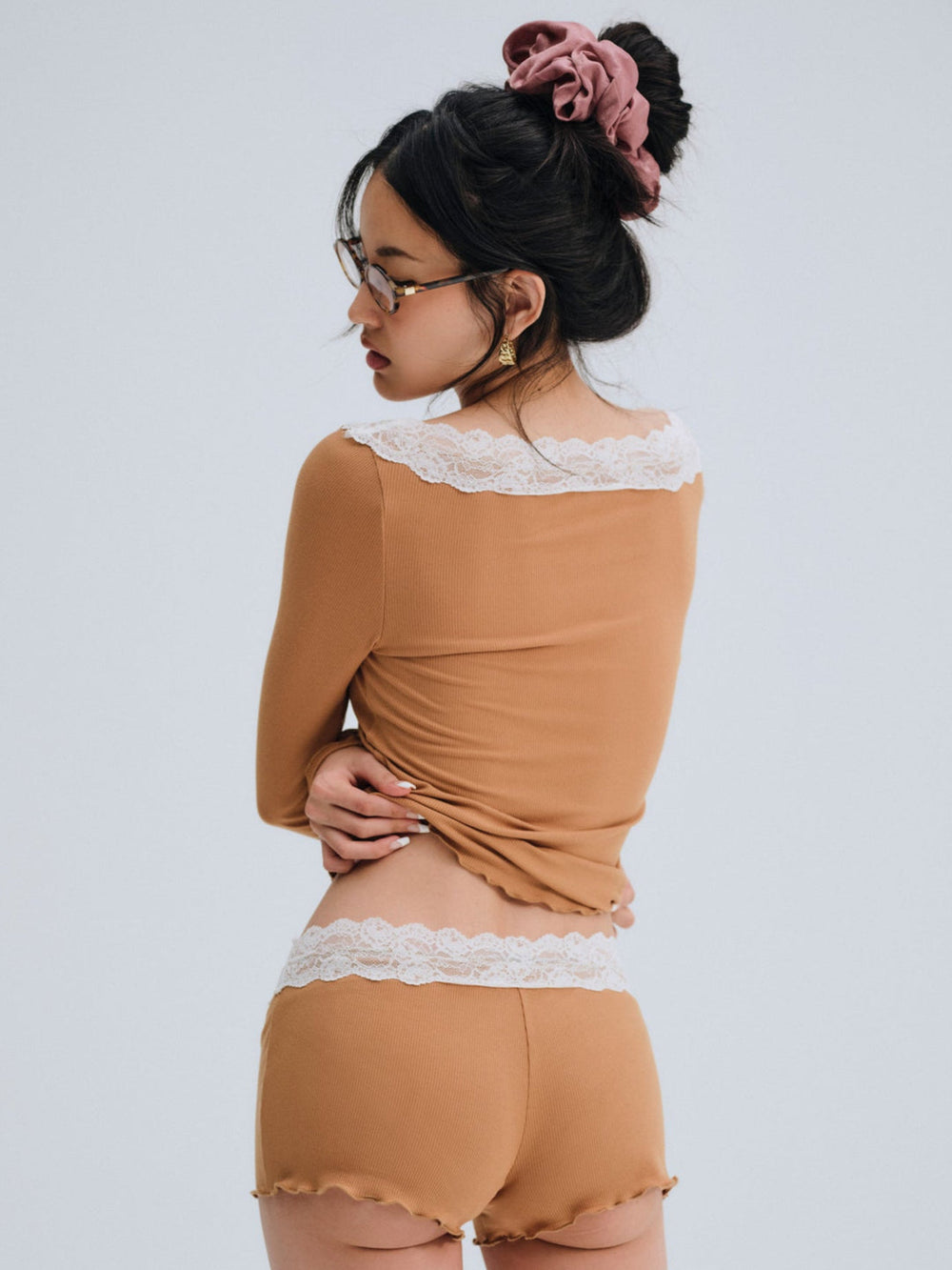 Women Eisley Ribbed Knit Top - Brown