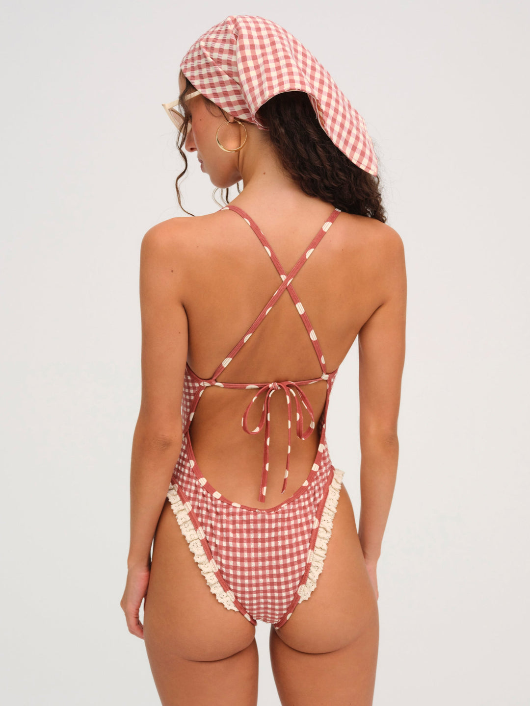 Women Strappy One Piece Swimsuit - Red