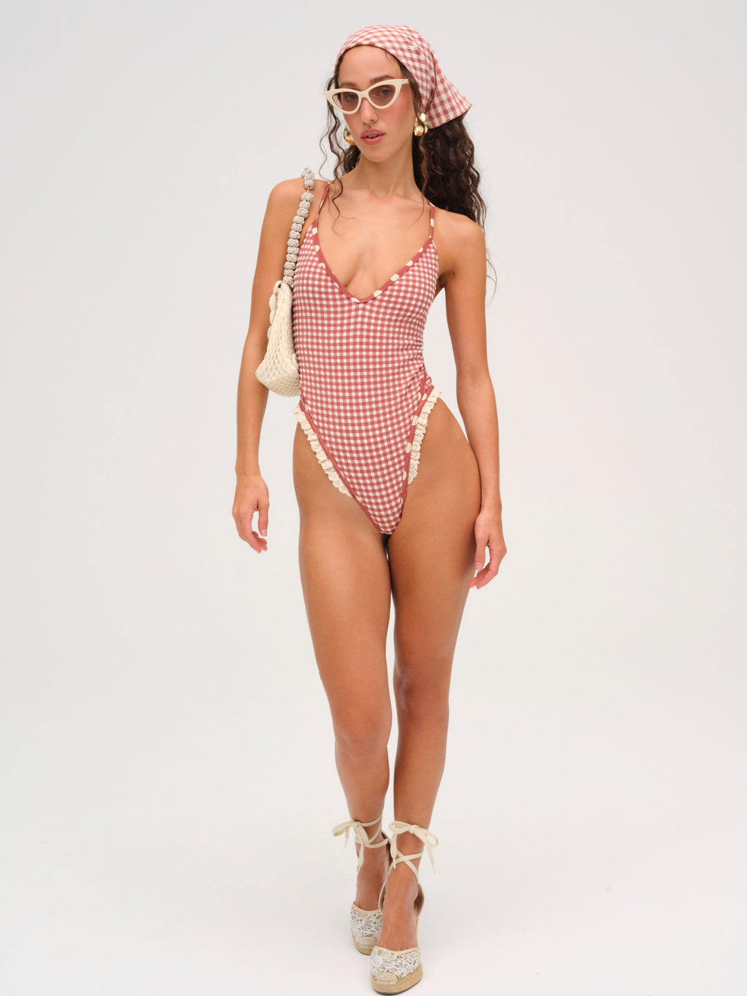 Women Strappy One Piece Swimsuit - Red