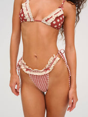 Women Dolly Dot Triangle Bikini Top - Red