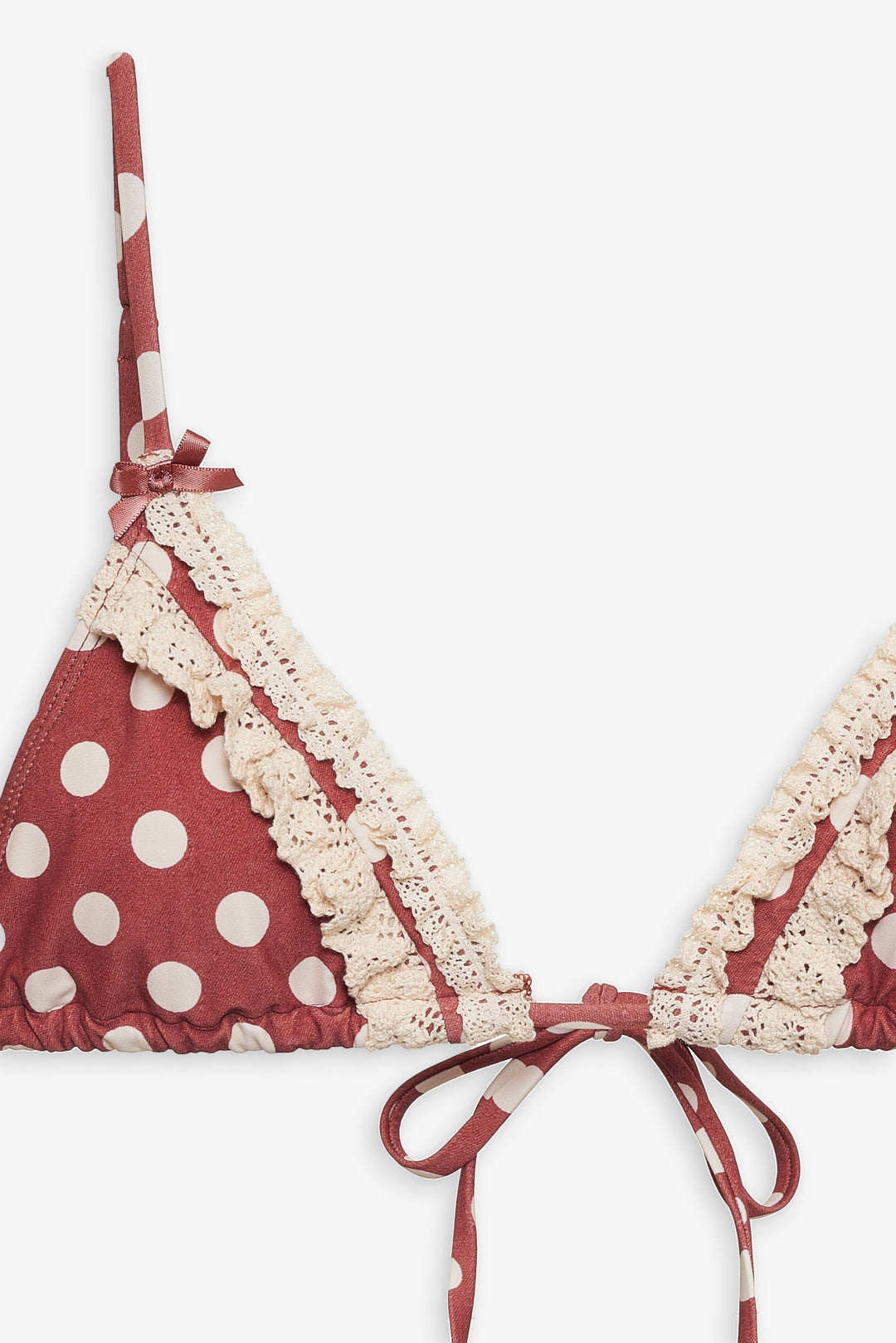 Women Dolly Dot Triangle Bikini Top - Red