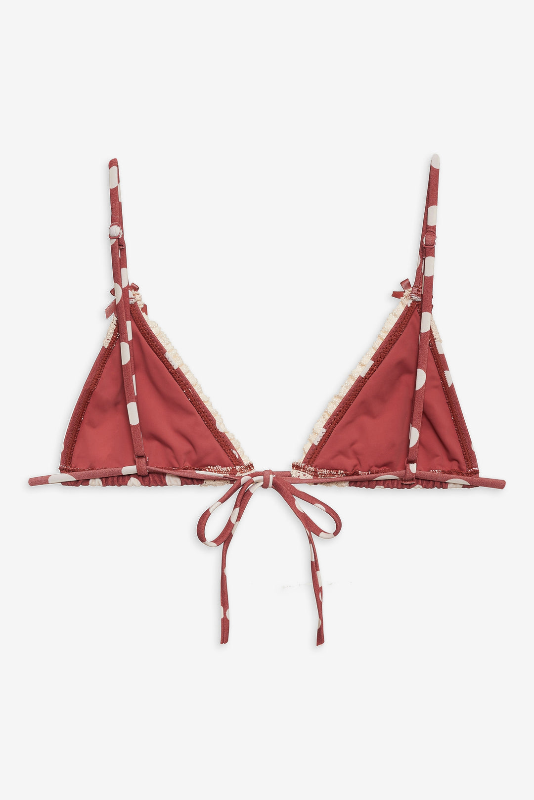 Women Dolly Dot Triangle Bikini Top - Red
