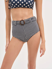 Women Gingham Swim Short - Blue