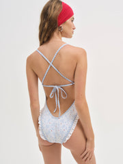 Women Strappy One Piece Swimsuit - Blue