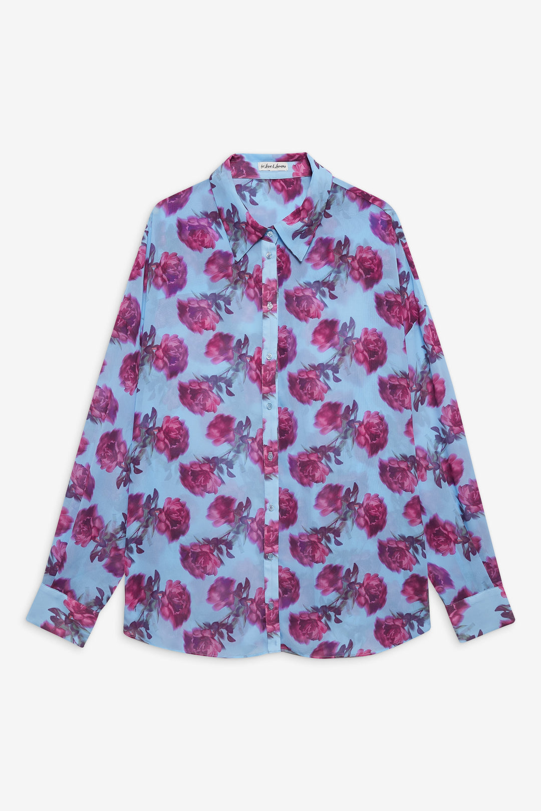 Women Floral Stems Button-Down Top - Blue