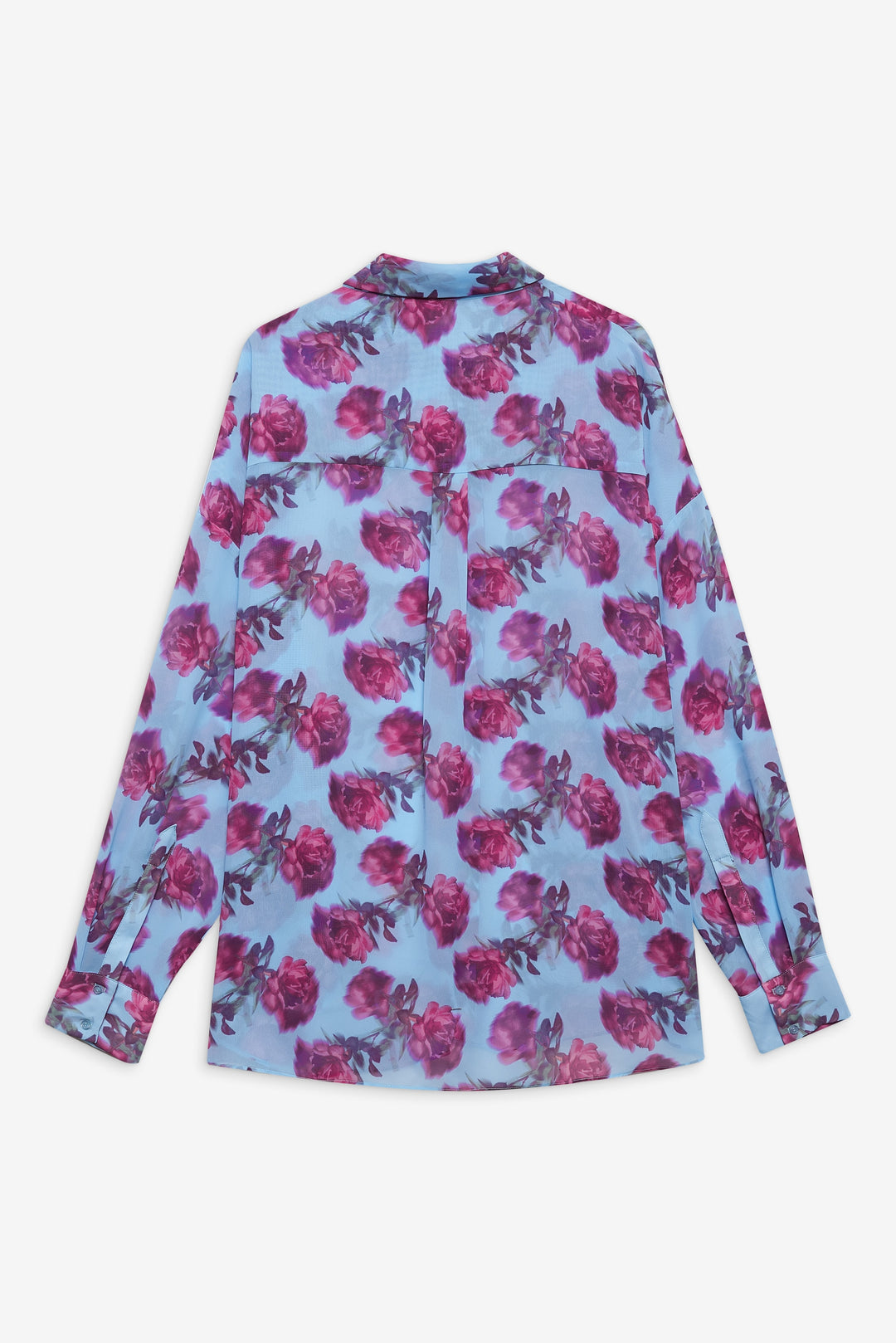 Women Floral Stems Button-Down Top - Blue