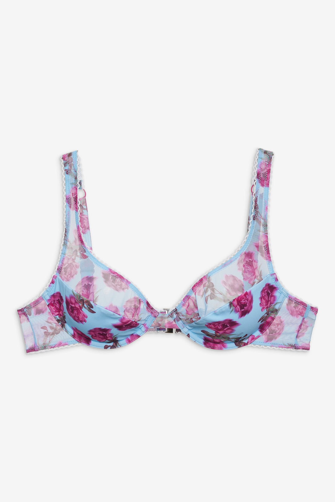 Women Floral Stems Underwire Bikini Top - Blue