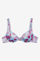 Women Floral Stems Underwire Bikini Top - Blue