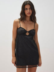 Women Glitter Slip Dress - Black