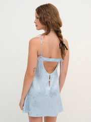 Women Vintage Rose Eyelet Slip - Blue