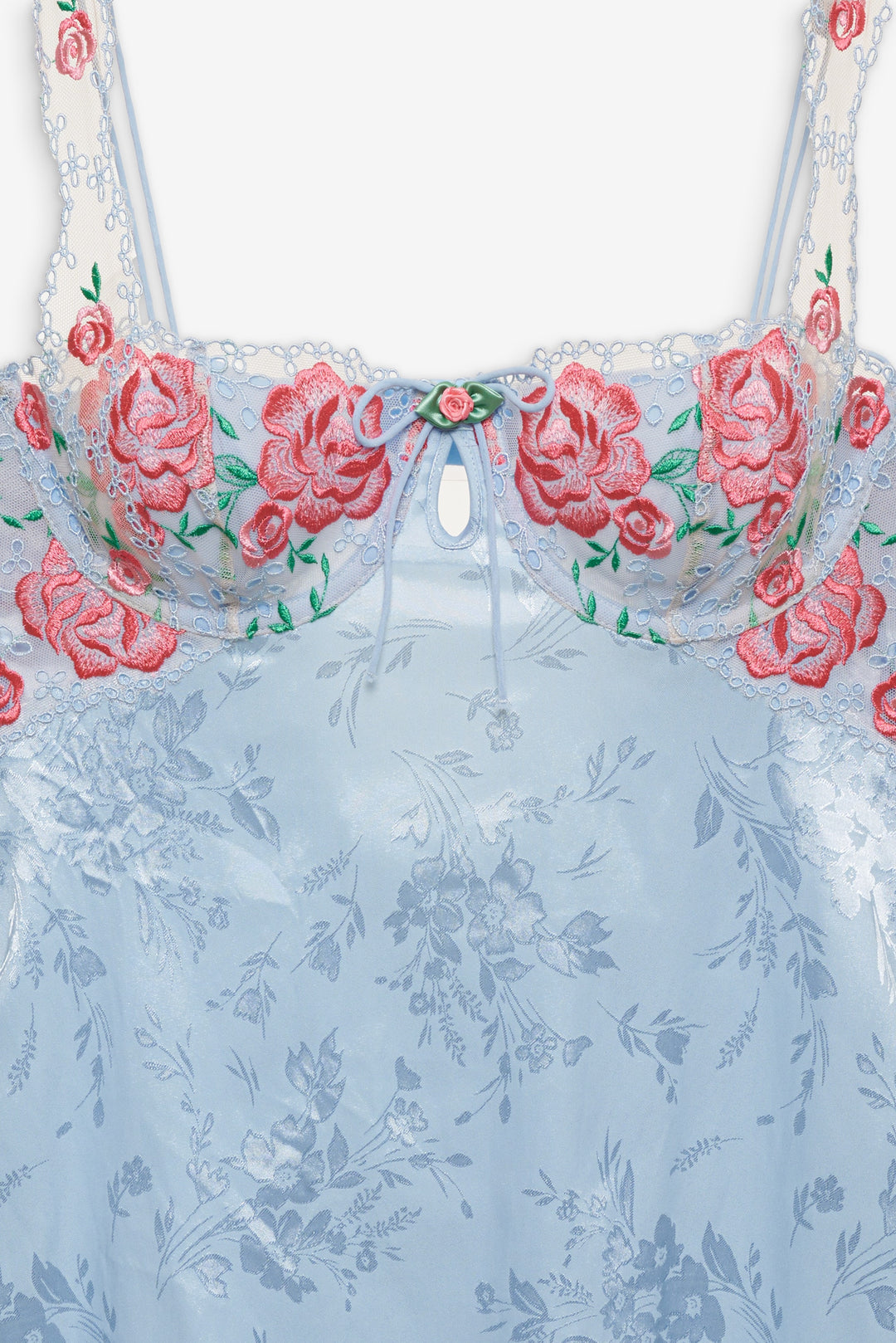 Women Vintage Rose Eyelet Slip - Blue