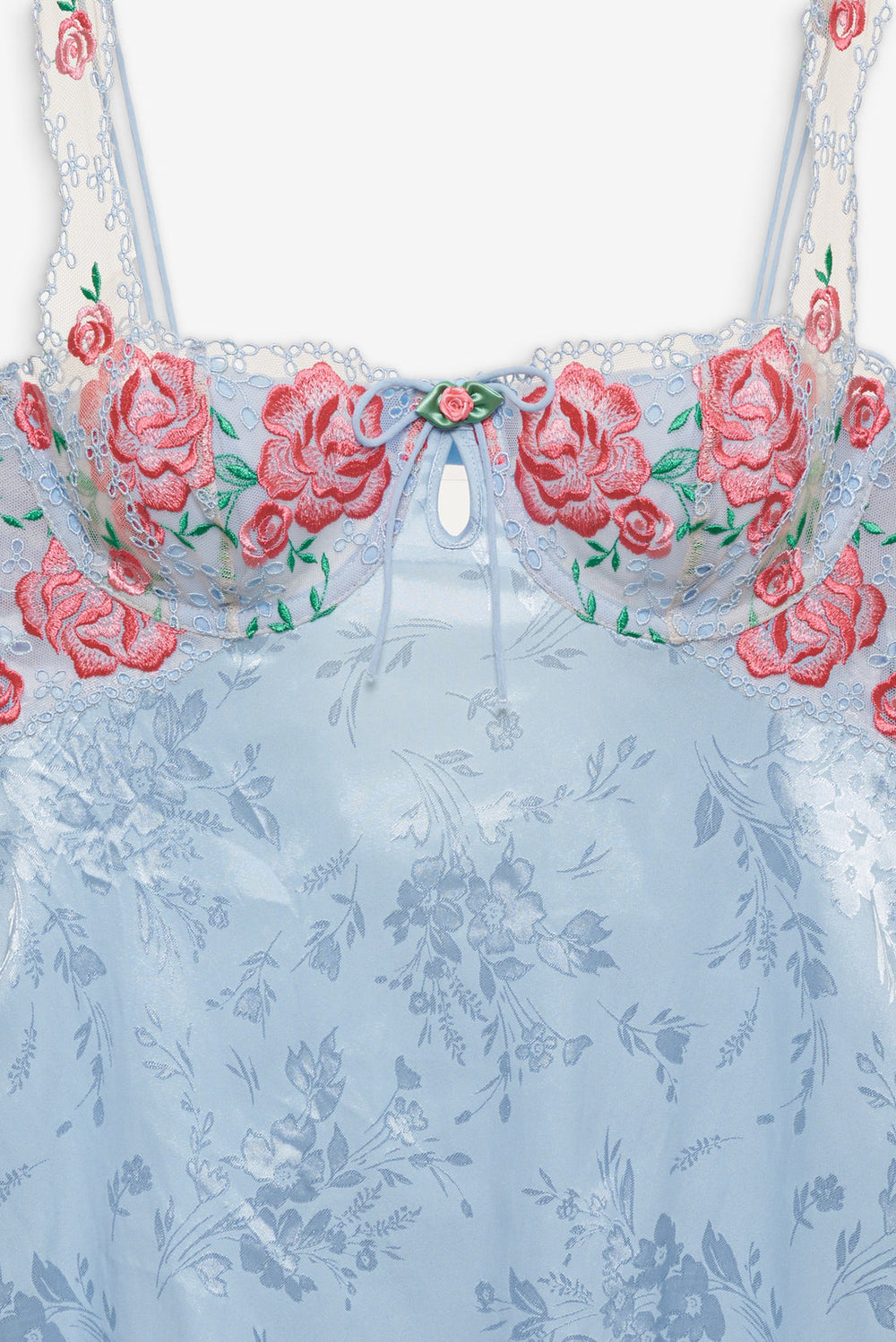 Women Vintage Rose Eyelet Slip - Blue