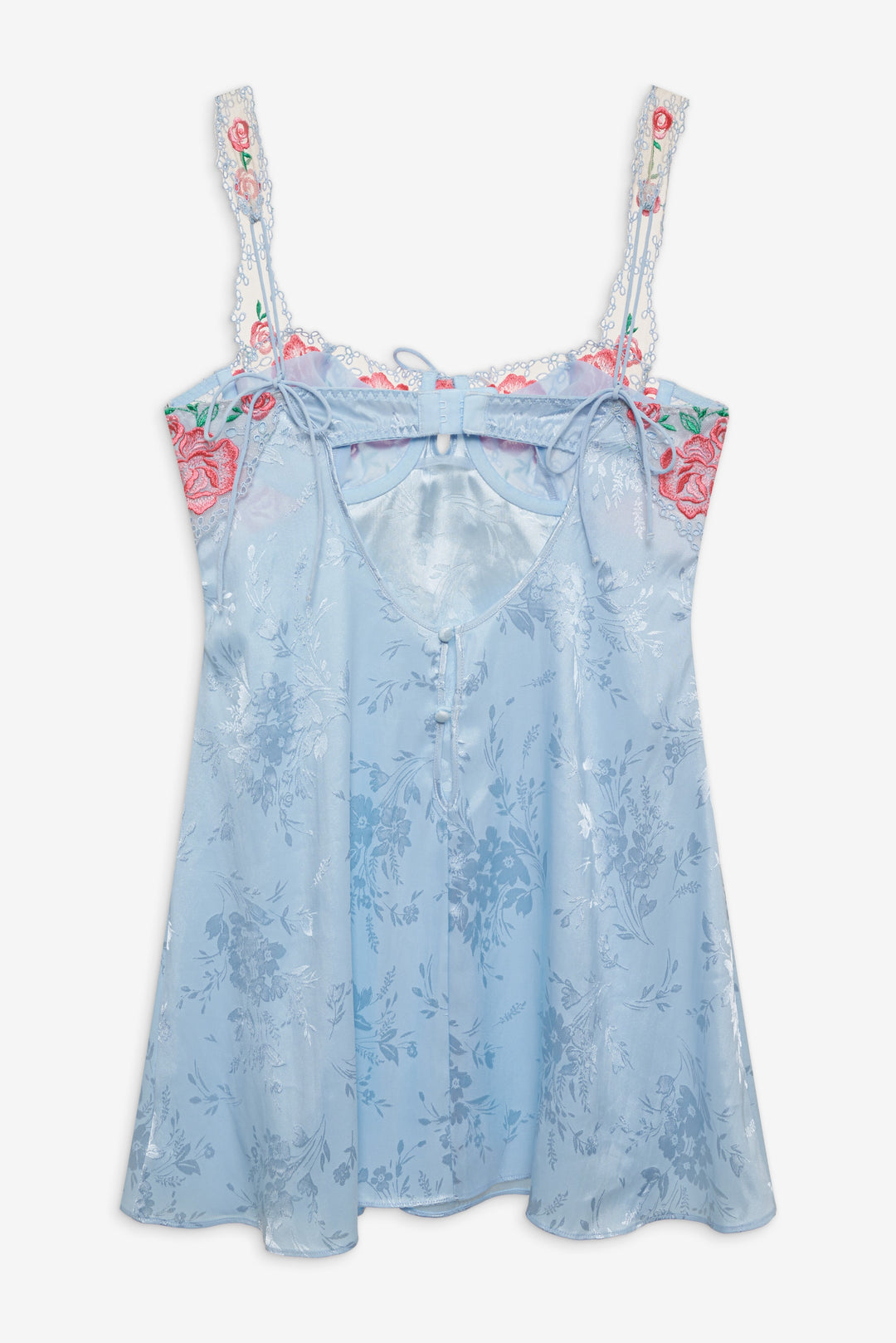 Women Vintage Rose Eyelet Slip - Blue