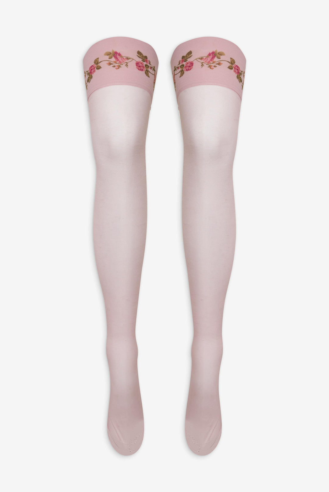 Women Rose Vine Thigh-High Socks - Pink