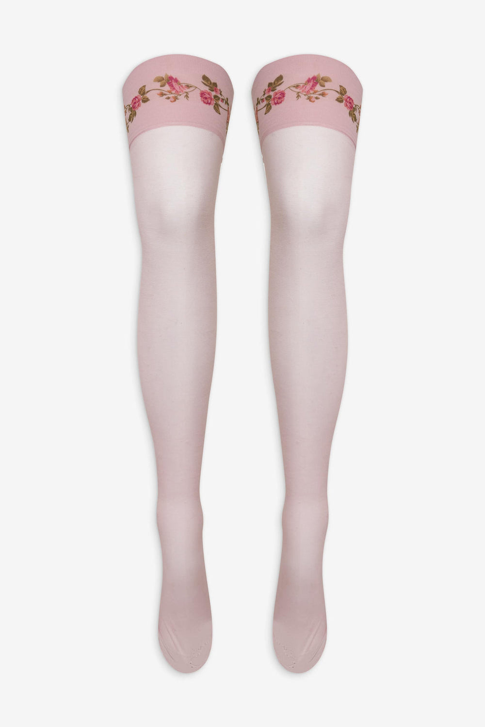 Women Rose Vine Thigh-High Socks - Pink