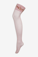 Women Rose Vine Thigh-High Socks - Pink