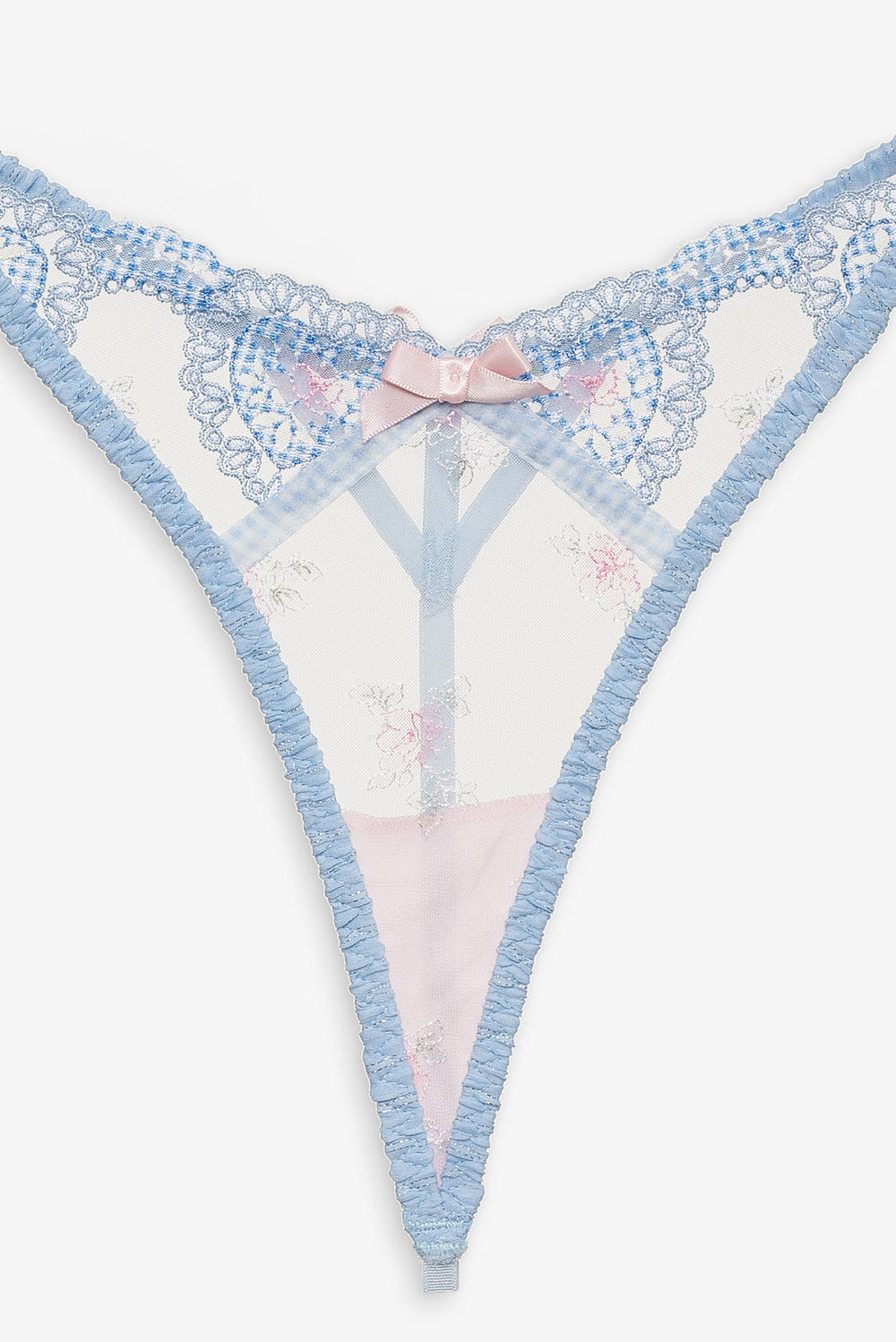 Women Dainty Doily Thong Panty - Blue