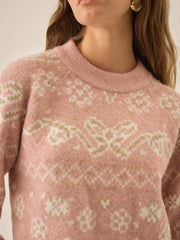 Women Arabella Intarsia Pullover Sweater - Pink