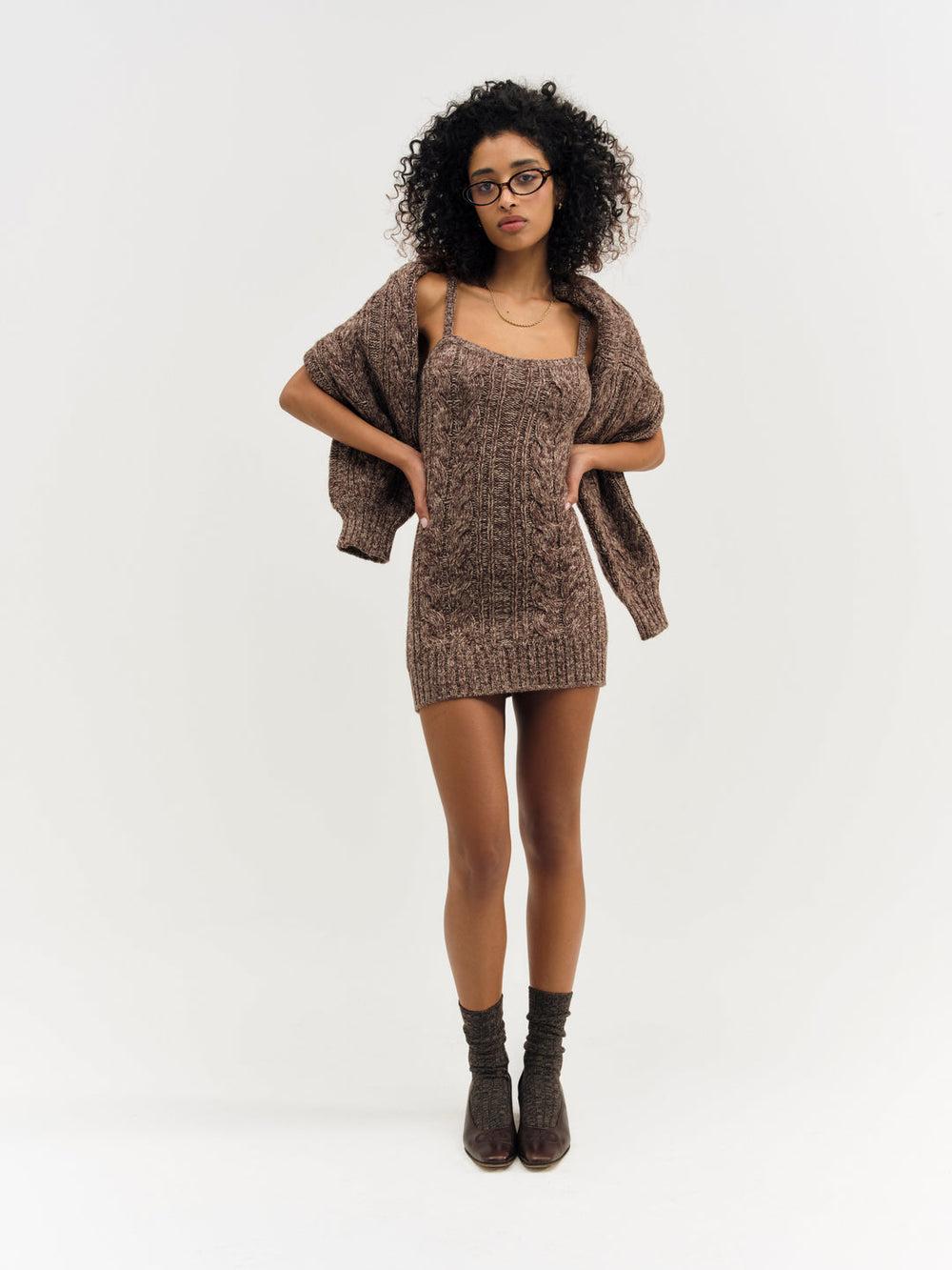 Women Nathalie Knit Mini Dress - Brown
