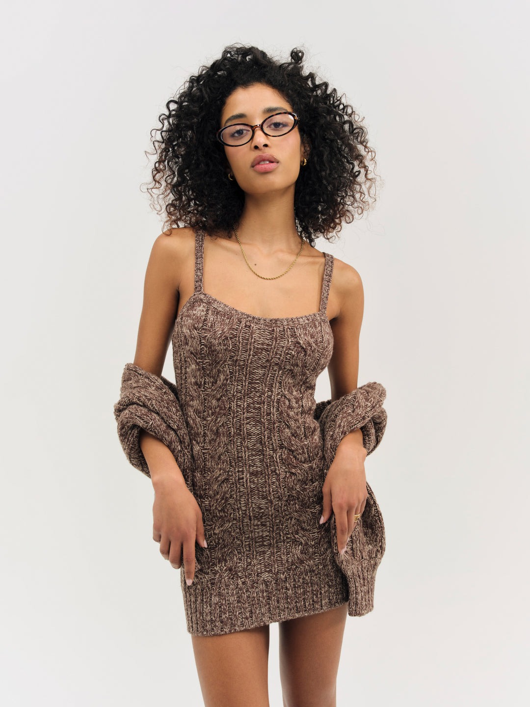 Women Nathalie Knit Mini Dress - Brown